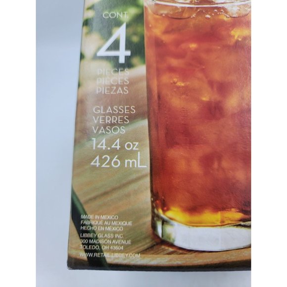 Libbey Glass 4 Cortlandt Cooler Drinking Glasses 14.4 Oz Brand New In Box - Picture 4 of 9